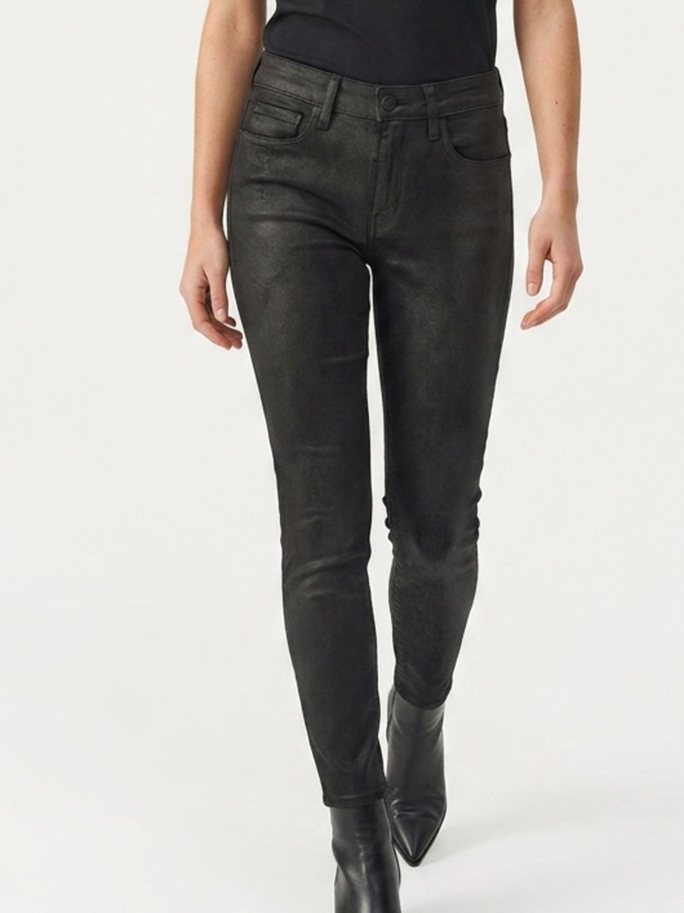 L'AGENCE Margot‎ Skinny Jeans Womens 25 Black Coated High Rise 2294MCTC
